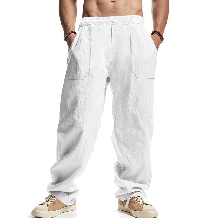 Casual linen trousers for men with elastic waistband and side pockets Lune London