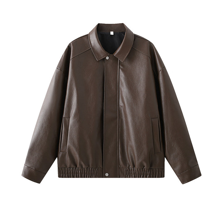 Elegant faux leather jacket for men with elastic waist Amarae