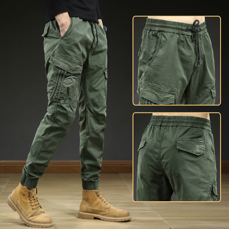 Comfortable cargo pants for men with elastic waistband and multiple pockets Lune London