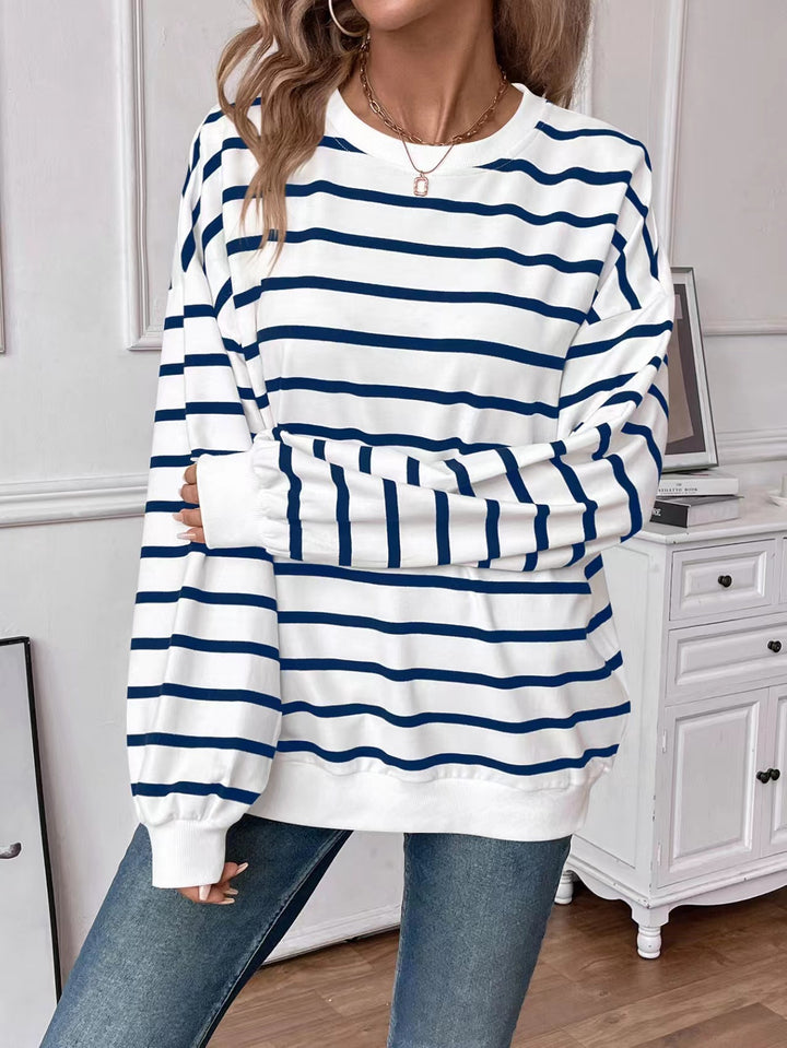 Ladies casual sweater with modern striped pattern Lune London