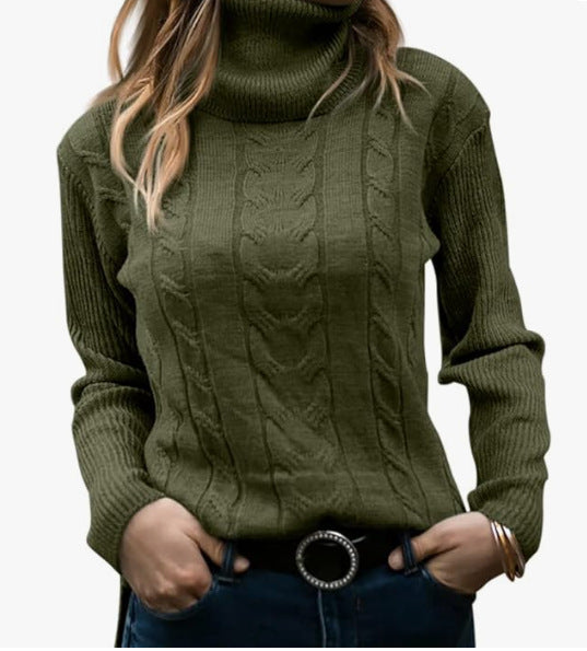Lune London | Women's Sweater with Stand-Up Collar and Cable Pattern