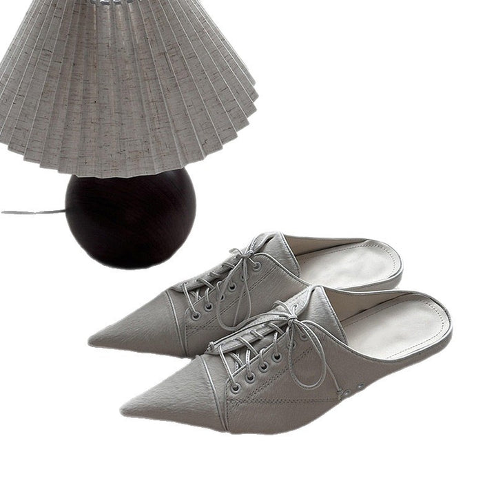 Women's pointed lace-up ballerinas in retro couture style Amarae