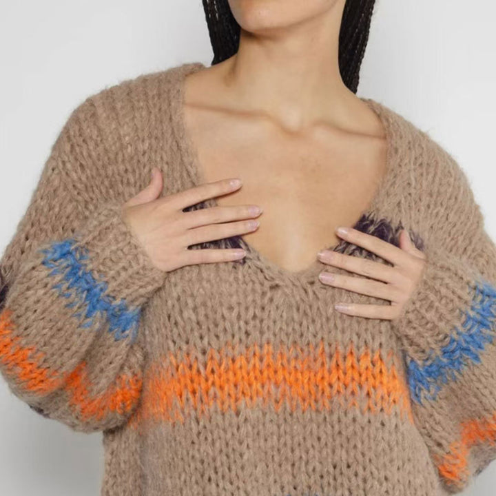 Pull en maille à la mode pour femmes avec design dégradé