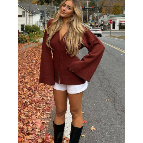 Ladies Oversized Knit Cardigan with Long Sleeves Amarae