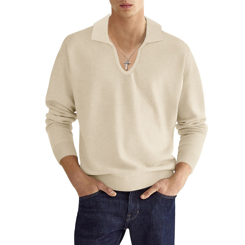 V-neck knitted top for men with structured design Lune London