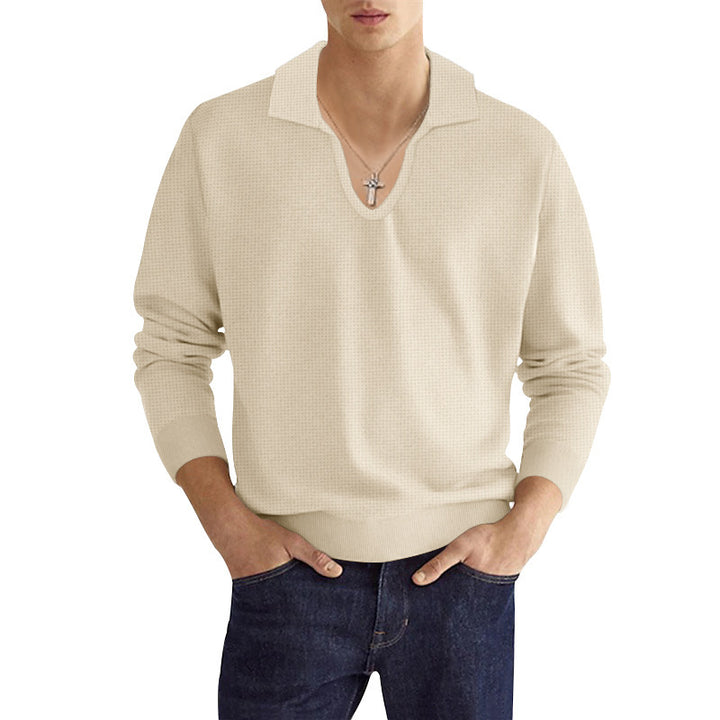 V-neck knitted top for men with structured design Lune London