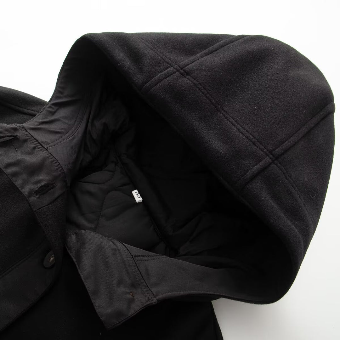 Ladies Oversized Coat with High Stand-up Collar and Continuous Button Placket Amarae