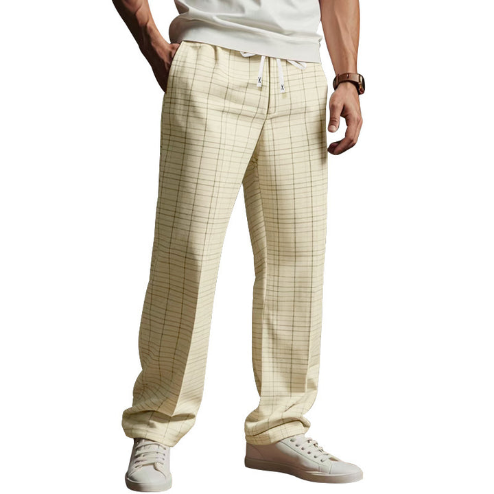 Casual pants for men with a modern plaid pattern and an elastic waistband Lune London