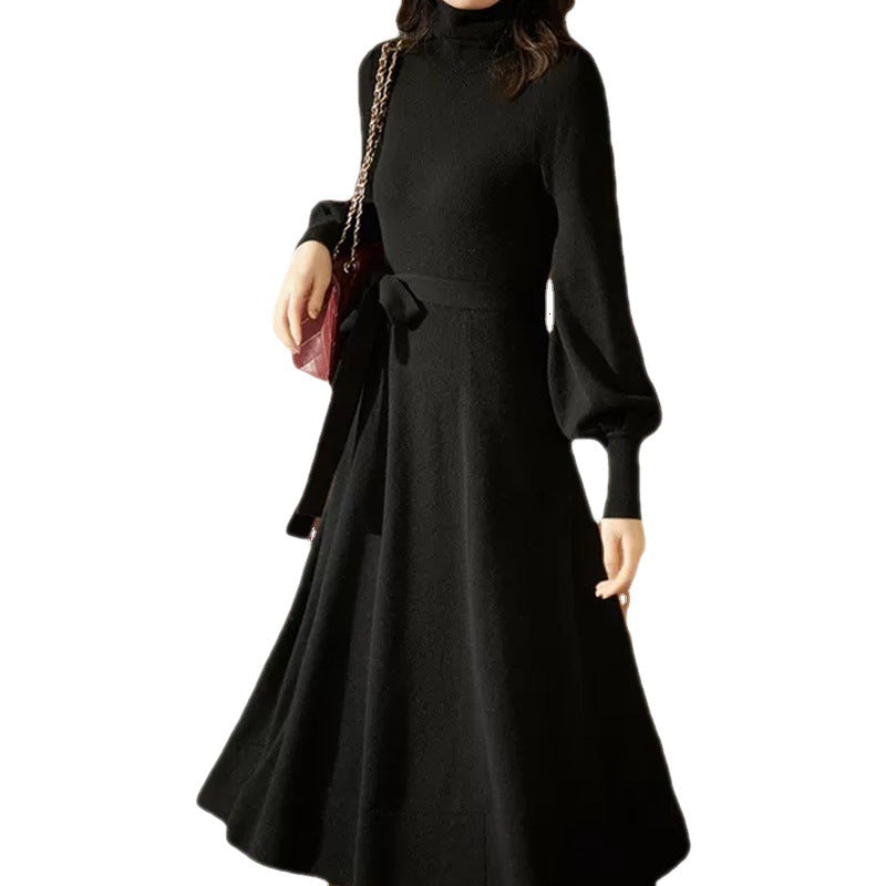 Robe en tricot pour femmes avec col haut et ceinture réglable Chic & Stil