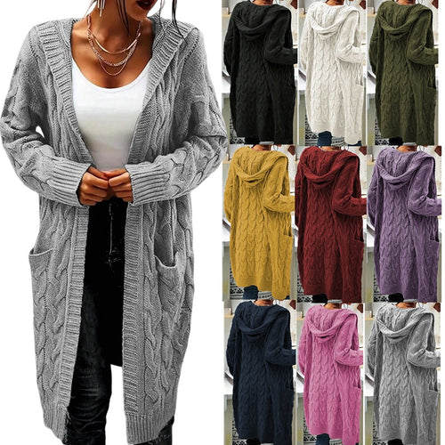 Cardigan en gros tricot pour femmes avec motif en cable élégant et poches pratiques Chic & Stil