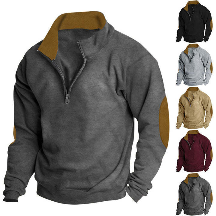 Modern men's sweatshirt with half-zip and textured design Amarae