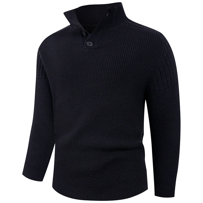 Men's knitted sweater with high collar and button details Lune London