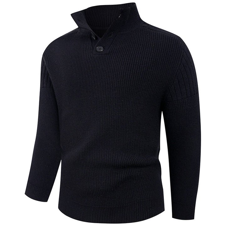 Men's knitted sweater with high collar and button details Lune London