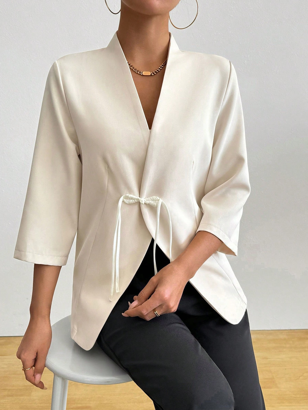 Women's wrap jacket with waist tie and relaxed fit Lune London