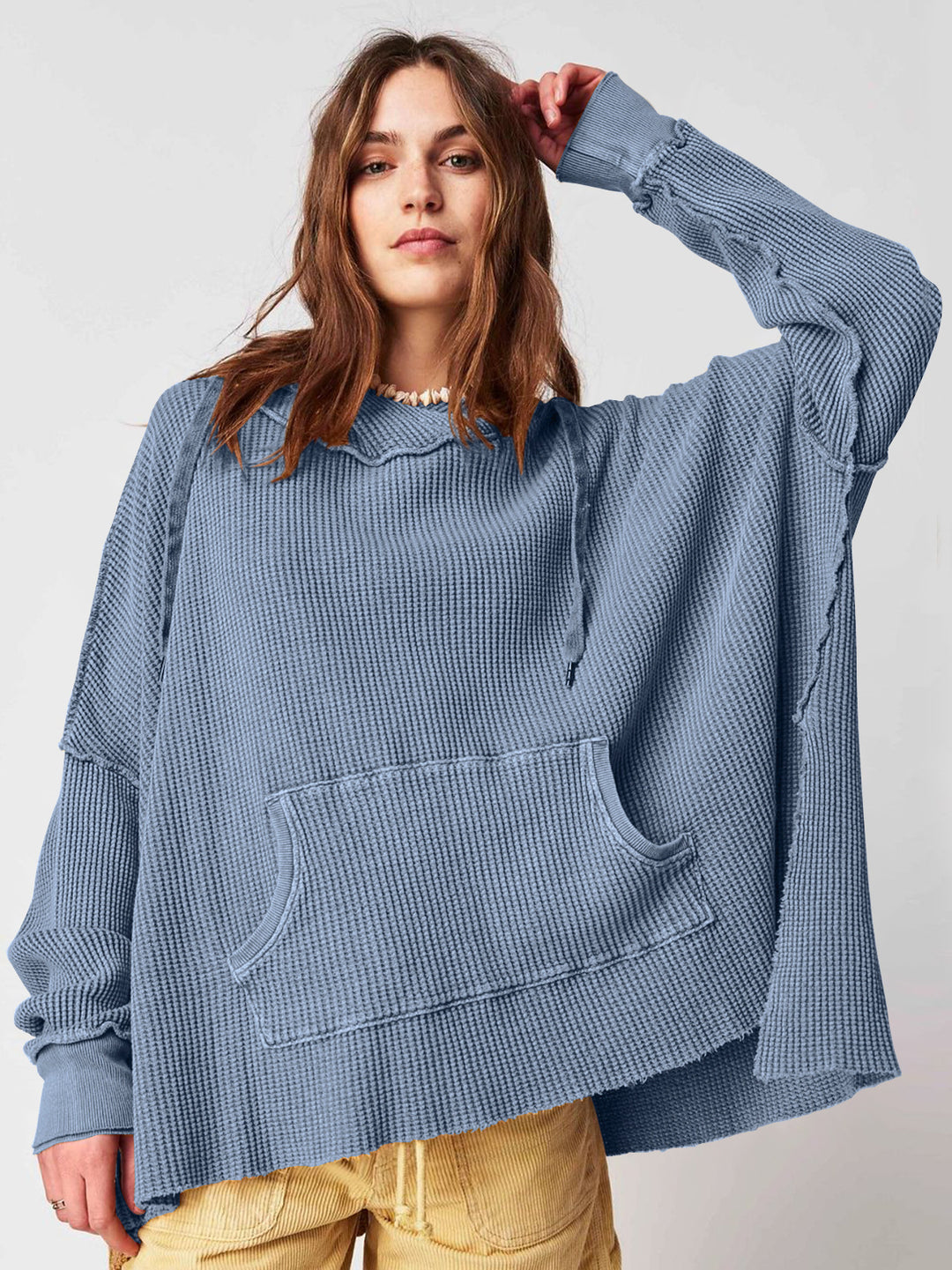 Ladies Oversized Hoodie in Mesh with Kangaroo Pocket Lune London