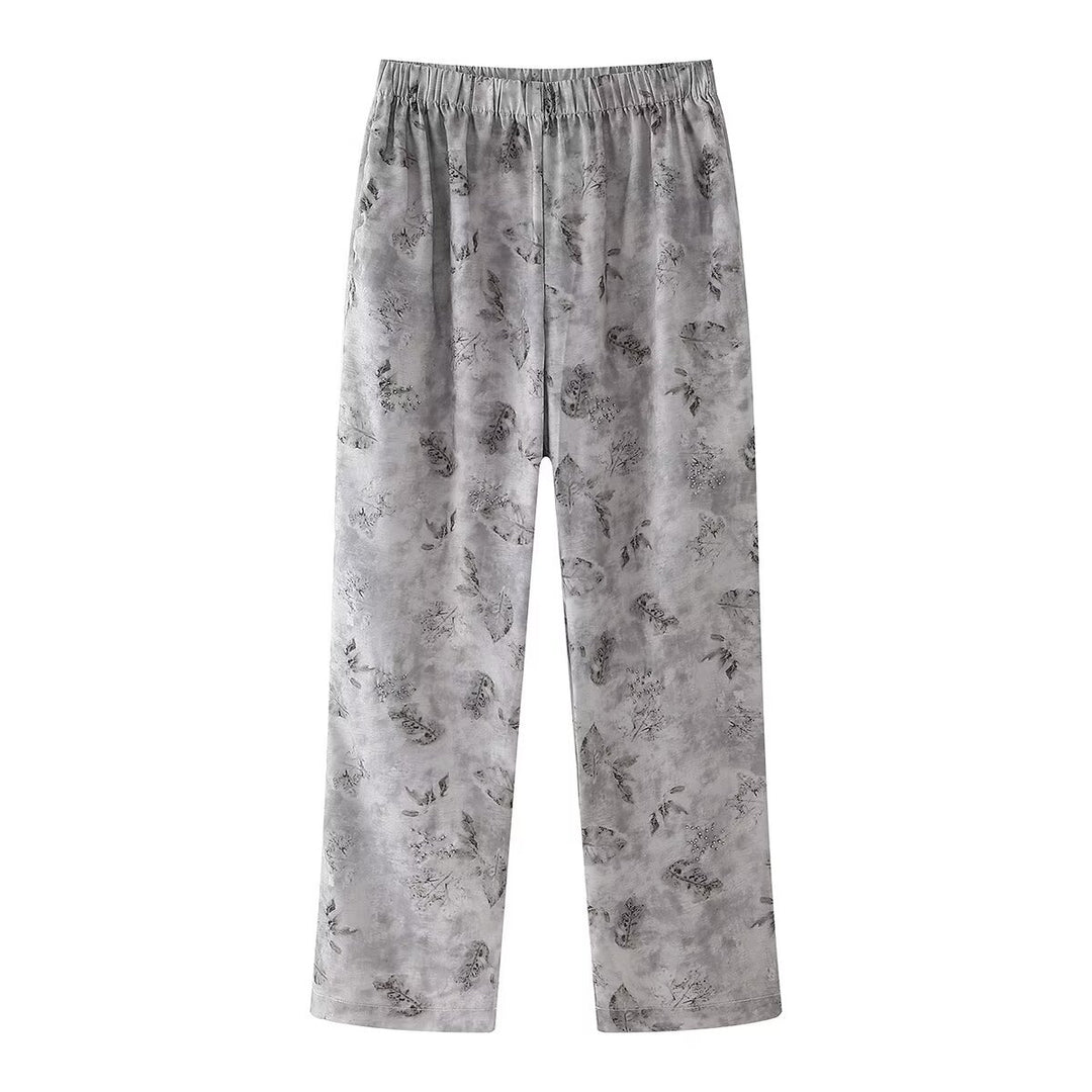 Fluid printed pants for women with elastic waistband Lune London