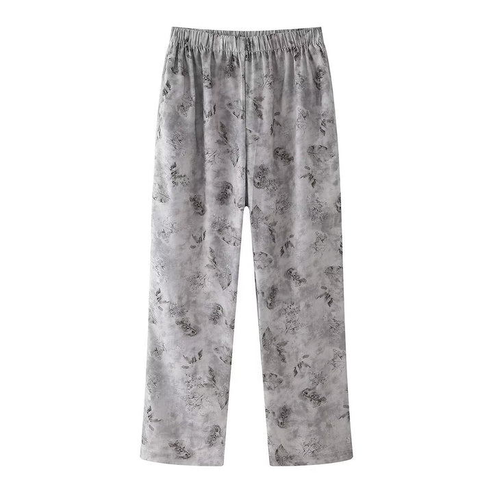 Fluid printed pants for women with elastic waistband Lune London