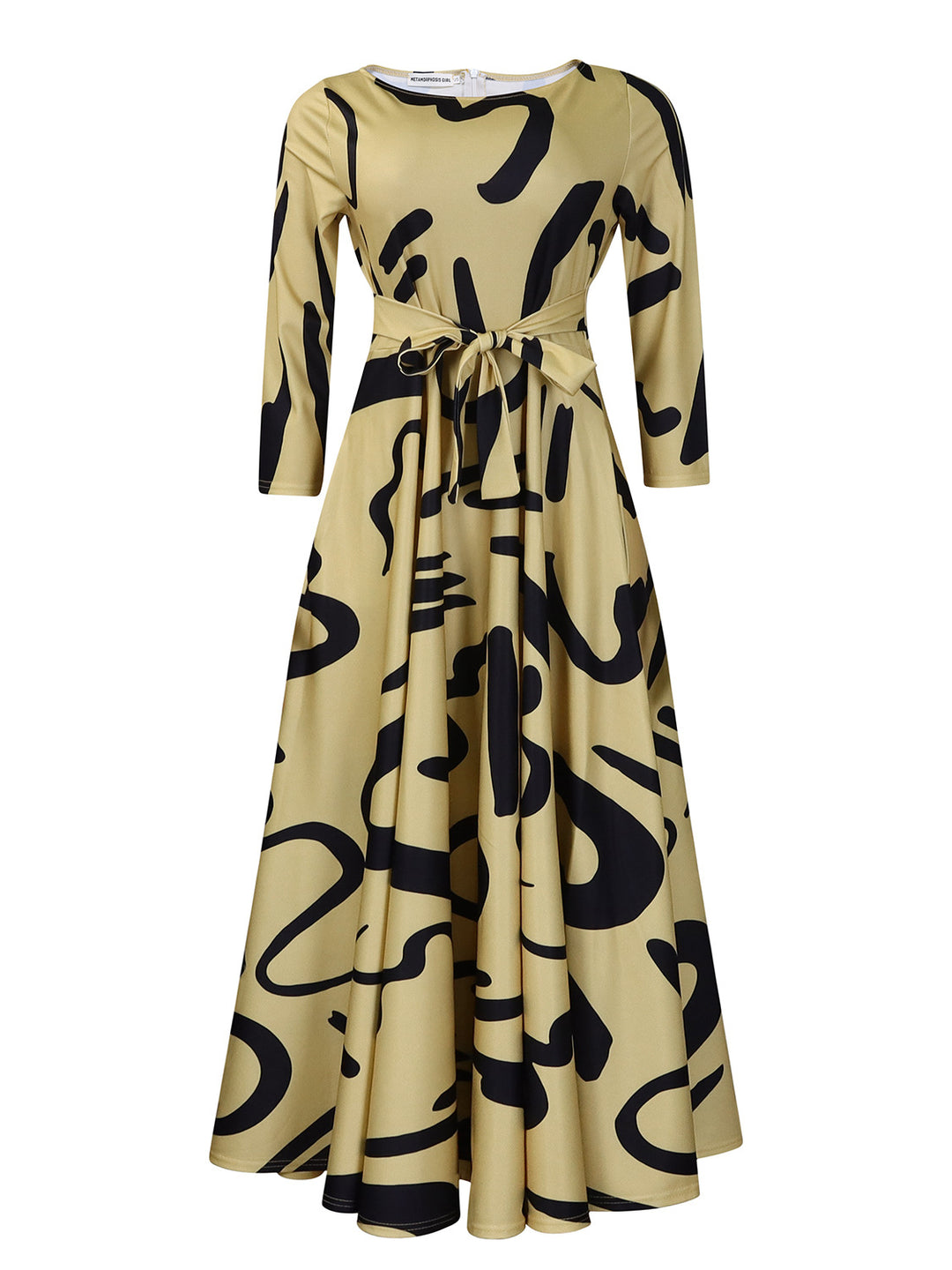 Maxi dress for women with a waist belt and long sleeves Lune London
