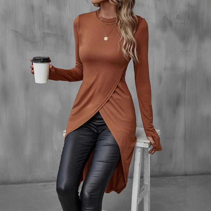 Asymmetrical long t-shirt for women with an elegant draped effect Lune London