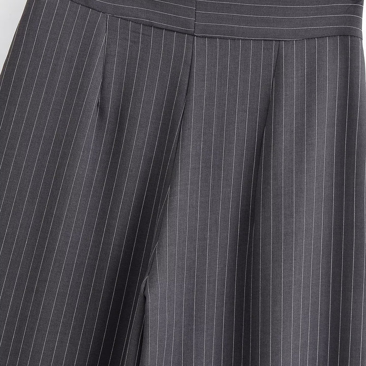 Women's palazzo pants with pinstripes, front segmented pleats, and high waistband Amarae