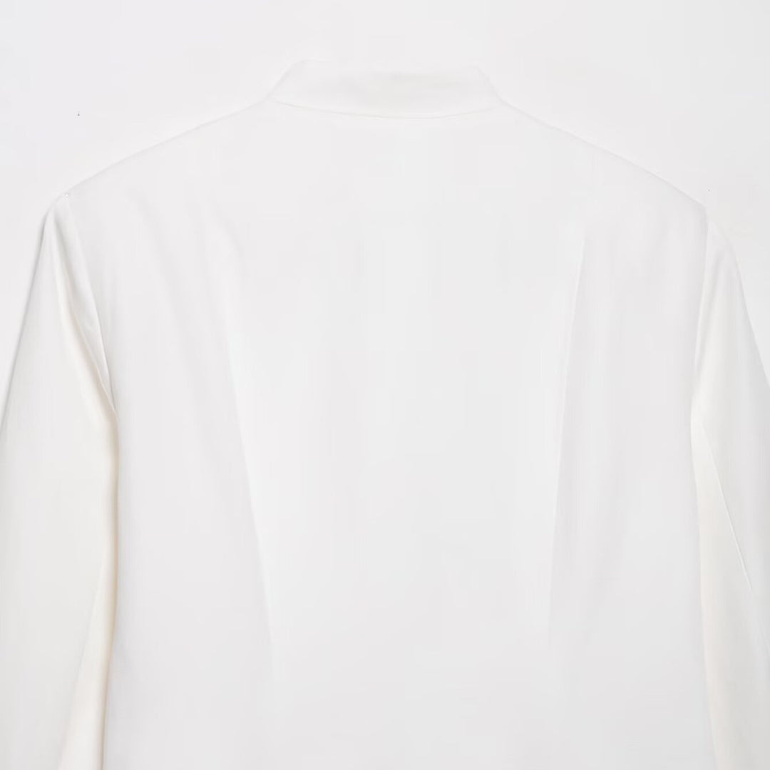 Women's Boxy Short Jacket with Stand-up Collar, Decorative Knot Closures and Welt Pockets Amarae