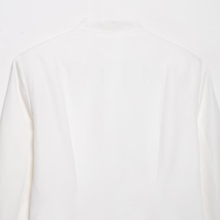 Women's Boxy Short Jacket with Stand-up Collar, Decorative Knot Closures and Welt Pockets Amarae
