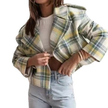 Women's Short Checkered Blazer Lune London