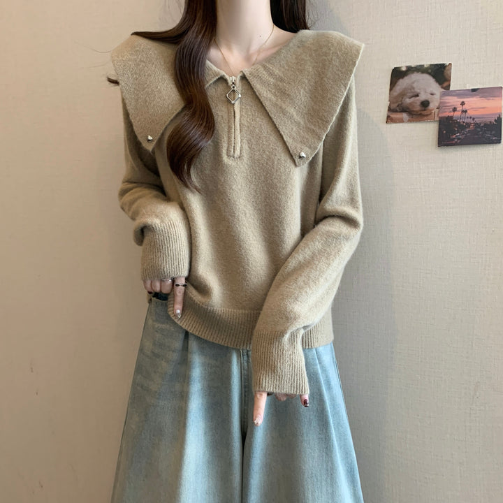 Pull femme avec col unique et zip décoratif Chic & Stil