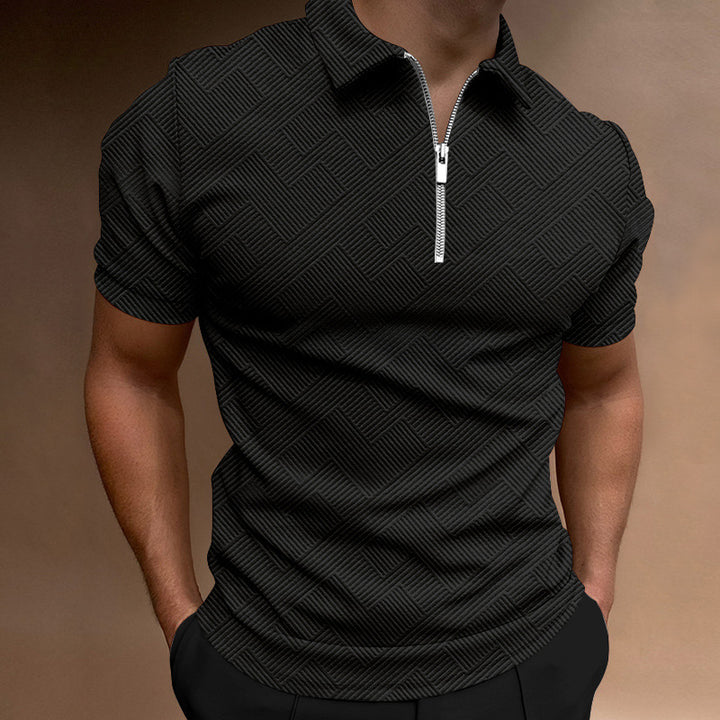 Men's Short Sleeve Polo with Structured Zip Amarae