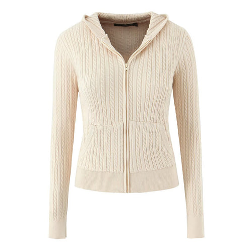 Ladies comfortable wool sweater with hood and zipper Amarae