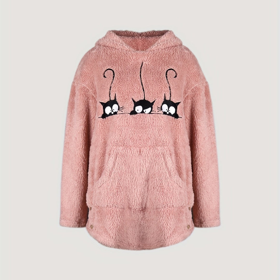 Cozy sweatshirt for women with cat pattern Amarae