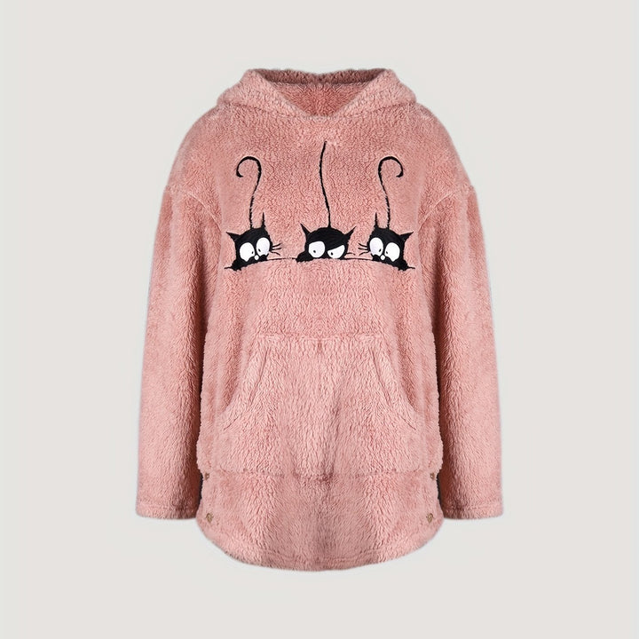 Cozy sweatshirt for women with cat pattern Amarae