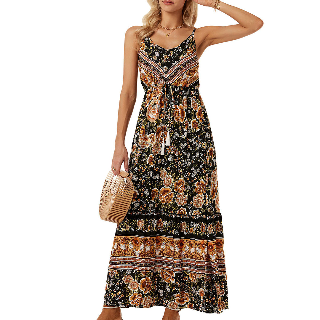 Maxi dress for women with floral print and adjustable straps Lune London