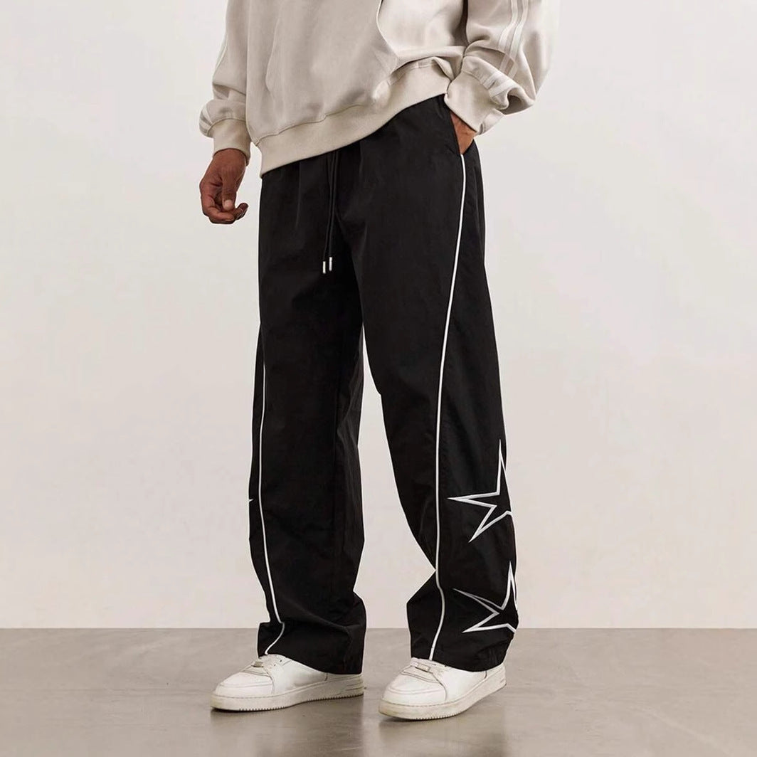 Sport leisure pants for men with chic and stylish side appliqués