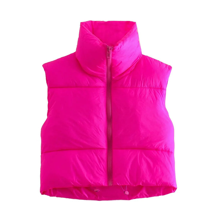 Ladies short quilted jacket with high collar Lune London