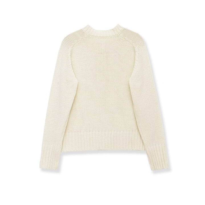 Women's chunky knit Henley sweater with wooden buttons and ribbed cuffs Amarae