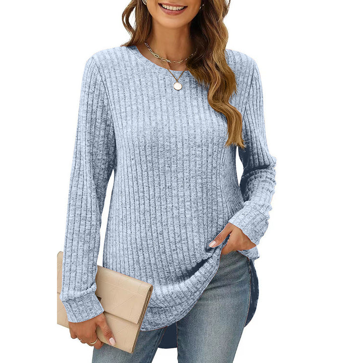 Amarae Women's Casual Long Sleeve Structured Knit T-Shirt