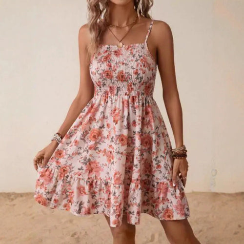 Floral summer dress for women with A-line skirt and spaghetti straps Amarae