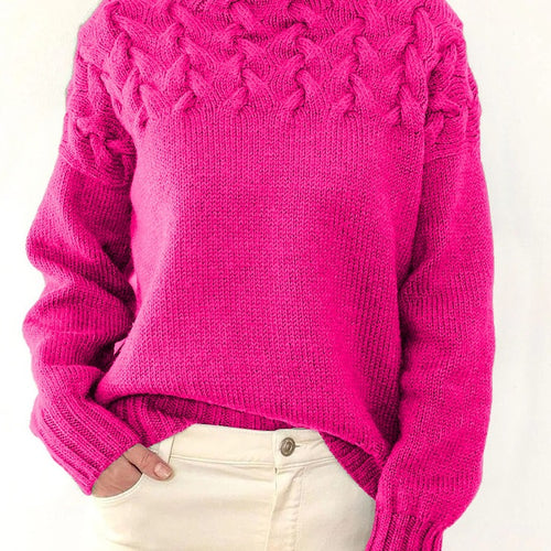 Knit sweater for women with high collar and trendy twisted pattern Amarae