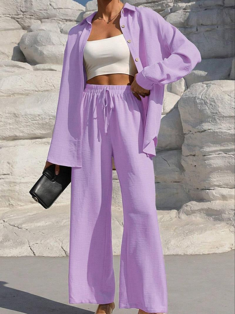 Casual set for women with loose shirt and wide pants Lune London