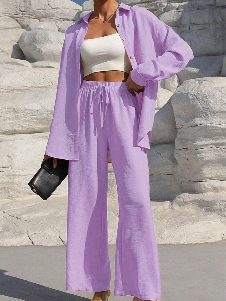 Casual set for women with loose shirt and wide pants Lune London