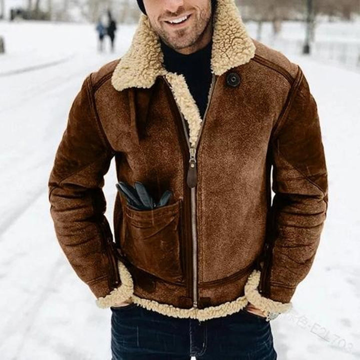 Men's leather jacket with warm lining and practical pockets Lune London