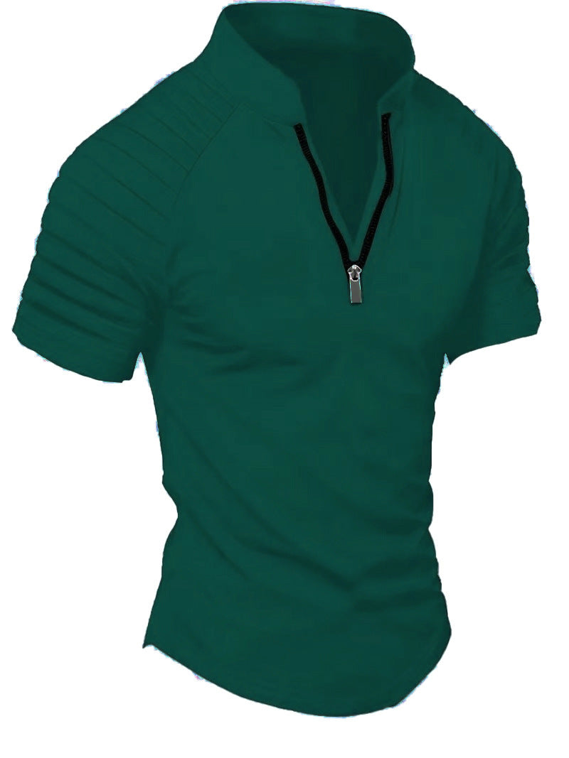 Short Sleeve Sports T-Shirt for Men with Structured Zipper Lune London