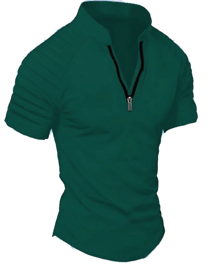 Short Sleeve Sports T-Shirt for Men with Structured Zipper Lune London