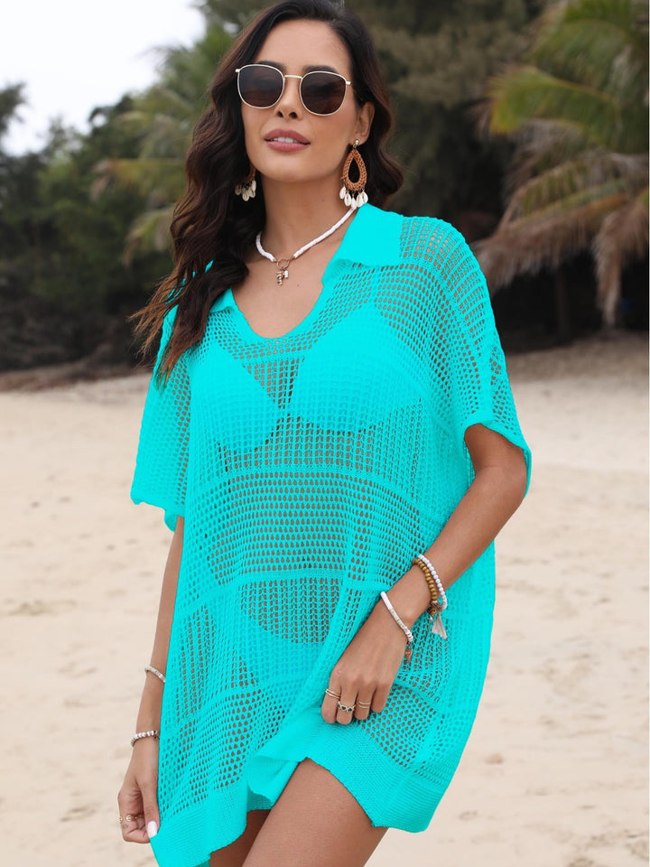 Ladies Lightweight Crochet Swimsuit Cover Top Tunic Lune London