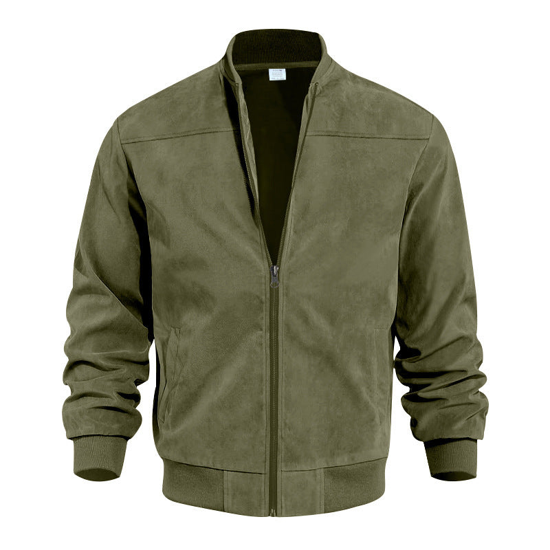 Men's High-Quality Suede Jacket In Sporty Bomber Style with Elastic Cuffs Lune London