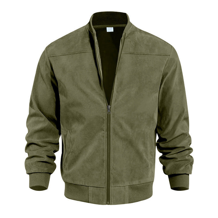 Men's High-Quality Suede Jacket In Sporty Bomber Style with Elastic Cuffs Lune London