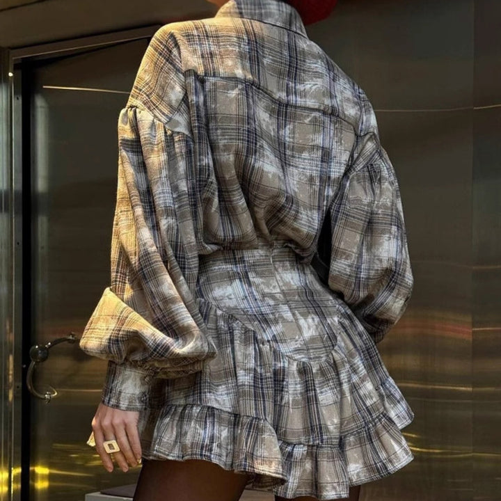Lune London checkered shirt and skirt set for women