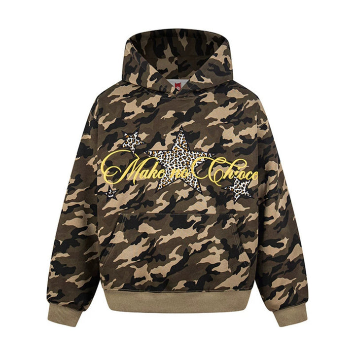Women's Oversized Hoodie with Kangaroo Pocket and Leo-Star Print Amarae