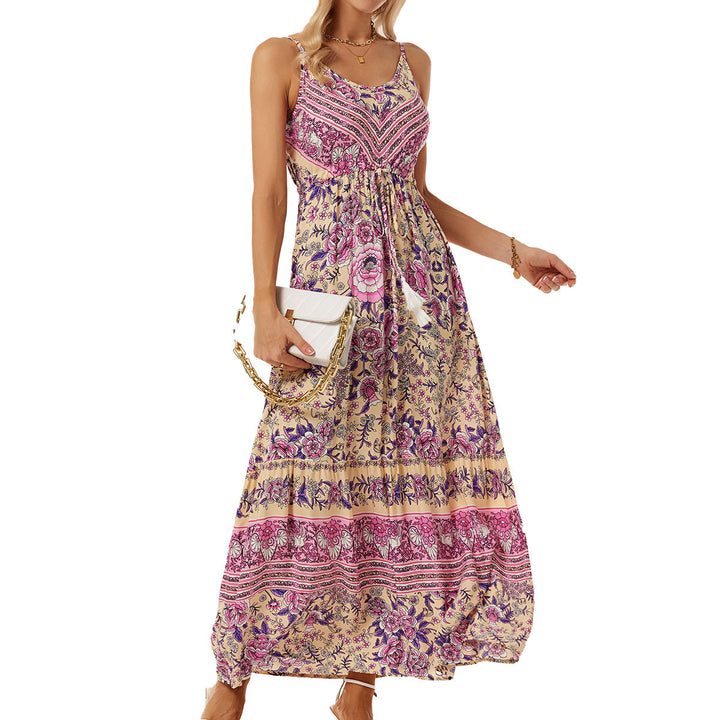 Maxi dress for women with floral print and adjustable straps Lune London